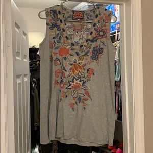 Johnny Was embroidered v neck tank